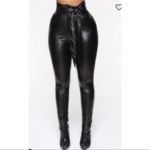Tie Waist Pleather Pants